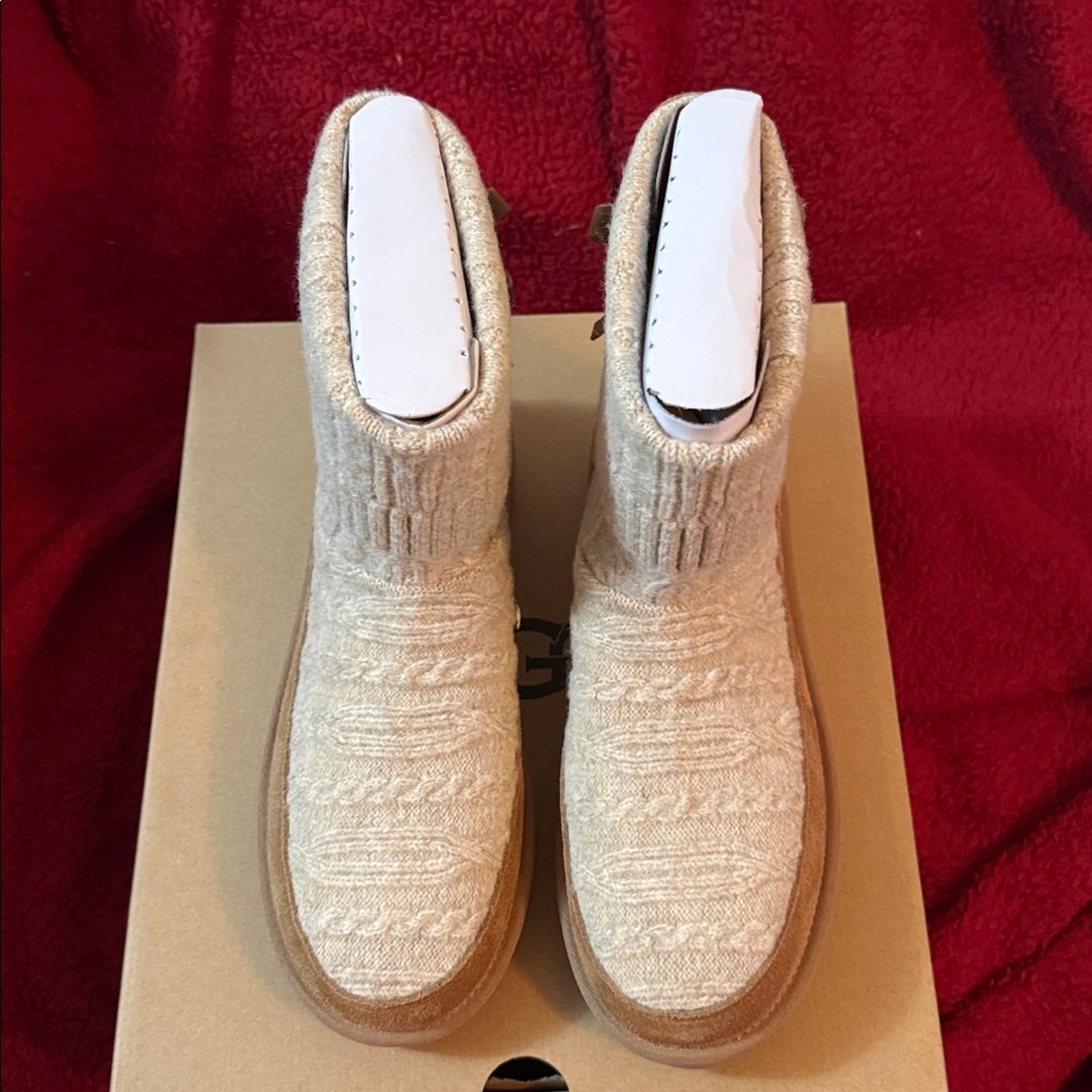 UGG Classic Mini Cabella Knit Boots in Cream